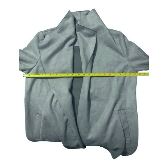 Haute monde Blue faux suede oversized shawl collar belted trench coat size Large - Picture 15 of 16